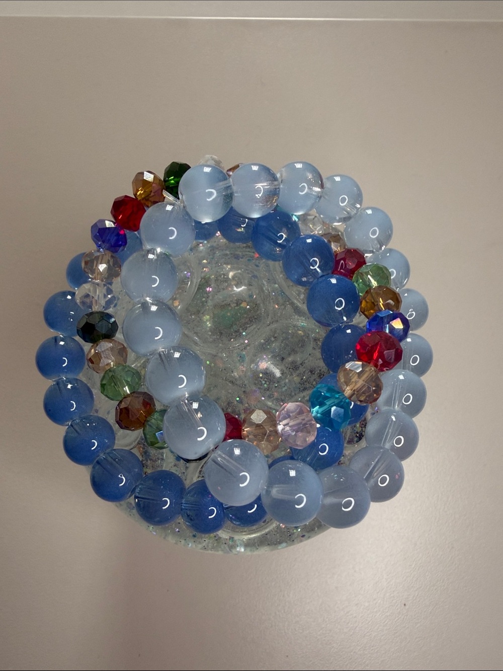 Multi-Color and Light Blue Beaded Stretch Bracelet Set - Women Jewelry
